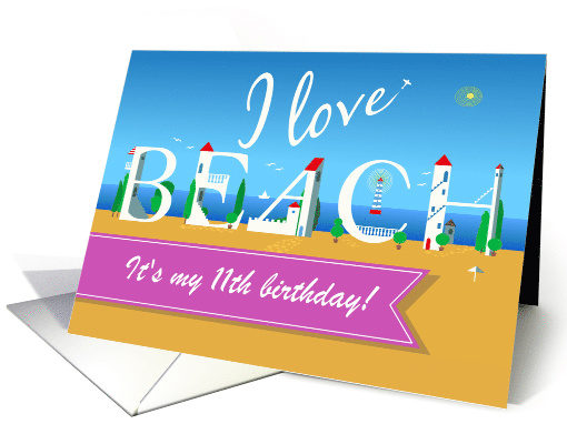 I love beach. Beach Birthday Party Invitation Card.... (1484858)