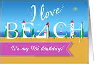 I love beach. Beach Birthday Party Invitation Card. Custom Text Front card