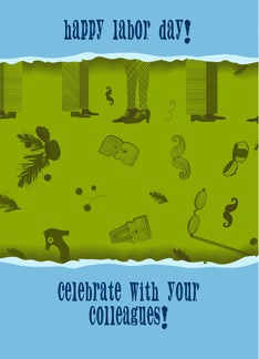 Happy Labour Day! Retro card Invitation to party. Custom text front