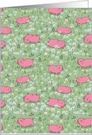 Cute pigs on the blossoming field. Any Occasion Card