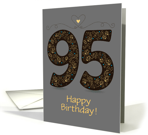 95th Birthday Card. Floral Artistic Number. Custom text front card