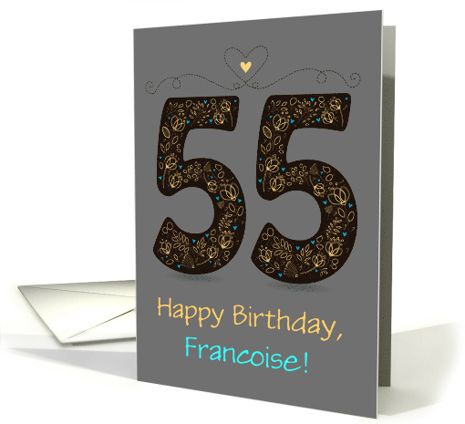 55th Birthday Card. Floral Artistic Number. Custom text... (1490738)