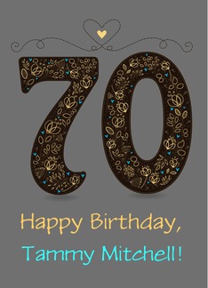 70th Birthday Card....