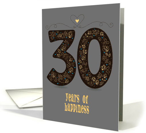 Thirty Years of Happiness. Wedding Anniversary. Custom text card