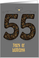 Fifty Five Years of Happiness. Wedding Anniversary. Custom text card