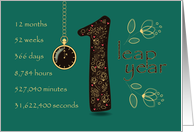 1st Wedding anniversary. 1 leap year breaks down into months, etc. card