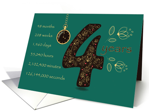 Congratulations on 4th Cancer Free Anniversary. Time counting card