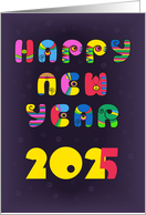 Retro Hippy Vibes New Year 2025 card