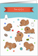 Happy New Year - from all of us! Funny cartoon dogs. Custom front card