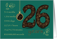 26th Wedding Anniversary. 26 years break down into months,days etc. card