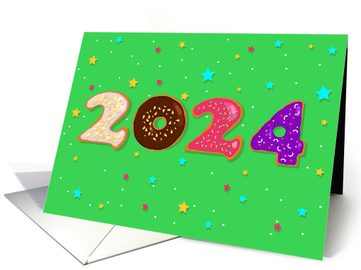 Sweet Number 2024 colorful donuts. New Year card (1500852)