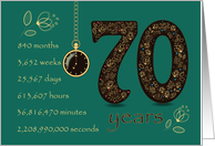 70th Wedding Anniversary. 70 years break down into months,days etc. card