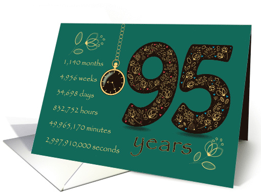 95th Birthday Card. 95 years break down into months, days, etc. card