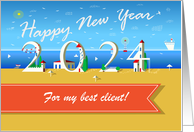 Flying Towards New Horizons: Vibrant Happy New Year Greeting for 2024 card
