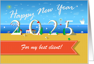 Flying Towards New Horizons: Vibrant Happy New Year Greeting for 2025 card