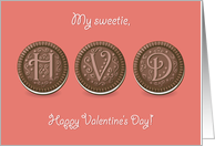 My sweetie. Happy Valentine’s Day. Chocolate cookies card