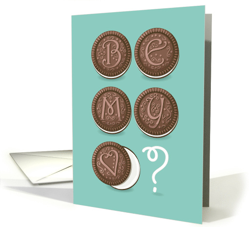 Be My Valentine? Chocolate cookies with graceful decor as letters card