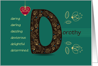 Any occasion for Custom Name. Letter D and Golden Color Flowers card