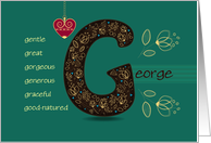 Birthday Card for Custom Name. Letter G and Golden Color Flowers card