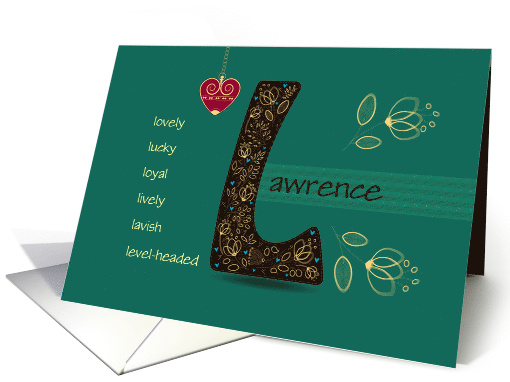 Birthday Card for Custom Name. Letter L and Golden Color Flowers card