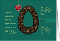 Any occassion for Custom Name. Letter O and Golden Color Flowers card