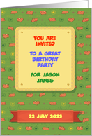 You are invited. Funny pigs pattern. Custom text and date front card