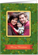 Christmas Tree Colors and Red Ribbon Effect. Custom Picture and Text card