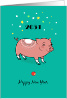 Joyful Year of the Pig: Celebrating 2031 with Playful Piggy Delight card