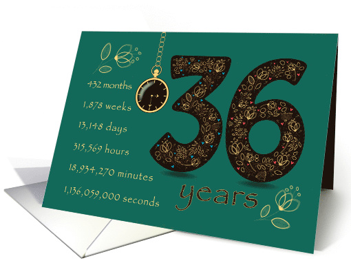 36th Friendship Anniversary. Time counting floral card. card (1568992)