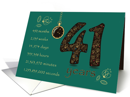 41st Friendship Anniversary. Time counting floral card. card (1569772)
