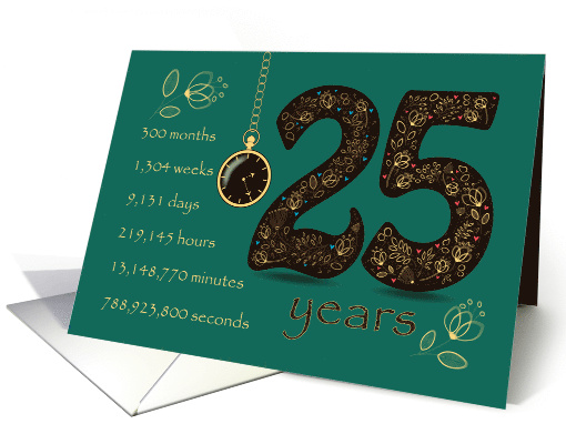 25th Friendship Anniversary. Time counting floral card. card (1570448)