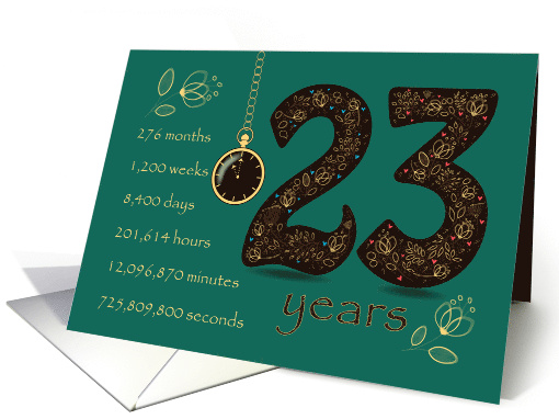 23rd Friendship Anniversary. Time counting floral card. card (1570454)