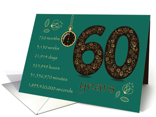 60th Friendship Anniversary. Time counting floral card. card (1570468)