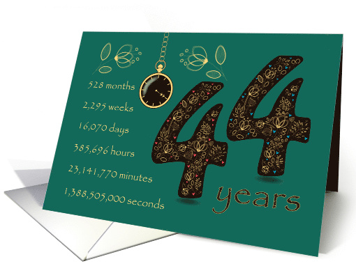 44th Friendship Anniversary. Time counting floral card. card (1570480)