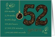 52nd Wedding Anniversary. 52 years break down into months,days etc. card
