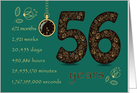 56th Birthday Card. 56 years break down into months, days, etc. card