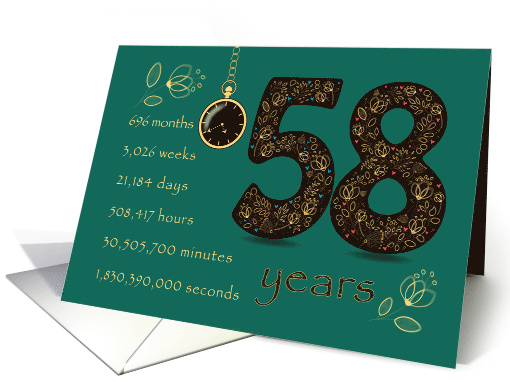 58th Friendship Anniversary. Time counting floral card. card (1572628)