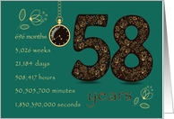 58th Friendship Anniversary. Time counting floral card. card