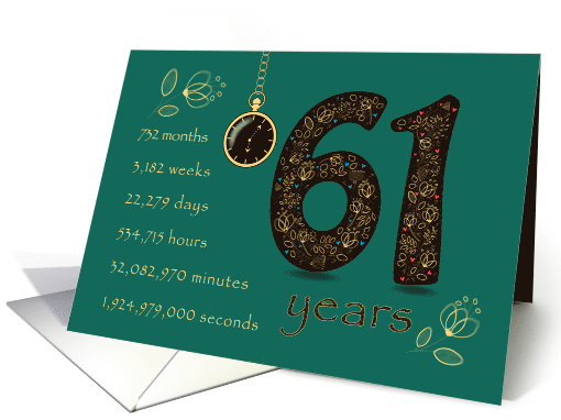 61st Friendship Anniversary. Time counting floral card. card (1572926)