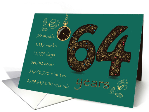 64th Friendship Anniversary. Time counting floral card. card (1573204)