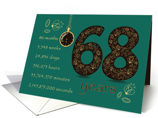 68th Friendship Anniversary. Time counting floral card. card (1573522)