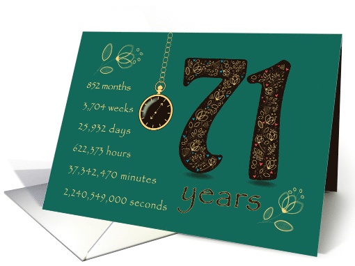 71st Friendship Anniversary. Time counting floral card. card (1573702)