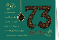 73rd Friendship Anniversary. Time counting floral card. card