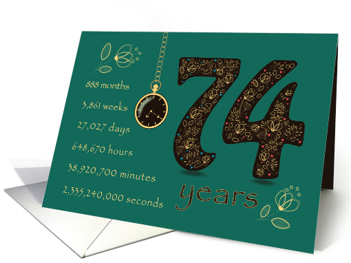 74th Friendship Anniversary. Time counting floral card. card (1574218)