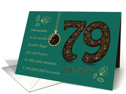 79th Birthday Card. 79 years break down into months, days, etc. card