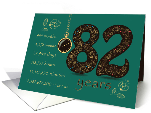 82nd Friendship Anniversary. Time counting floral card. card (1575200)