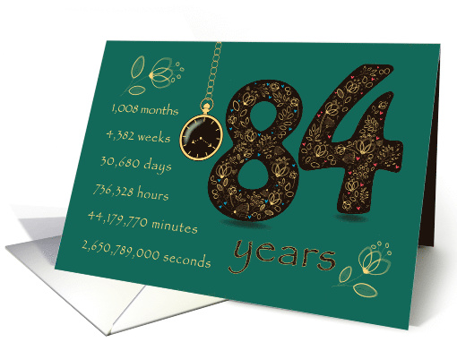 84th Birthday Card. 84 years break down into months, days, etc. card
