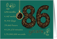 86th Birthday Card. 86 years break down into months, days, etc. card