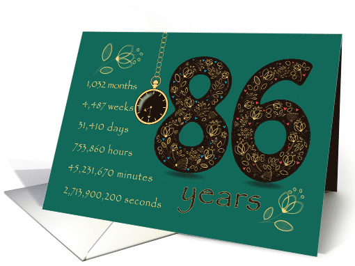86th Friendship Anniversary. Time counting floral card. card (1575544)