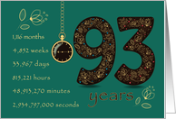 93rd Friendship Anniversary. Time counting floral card. card